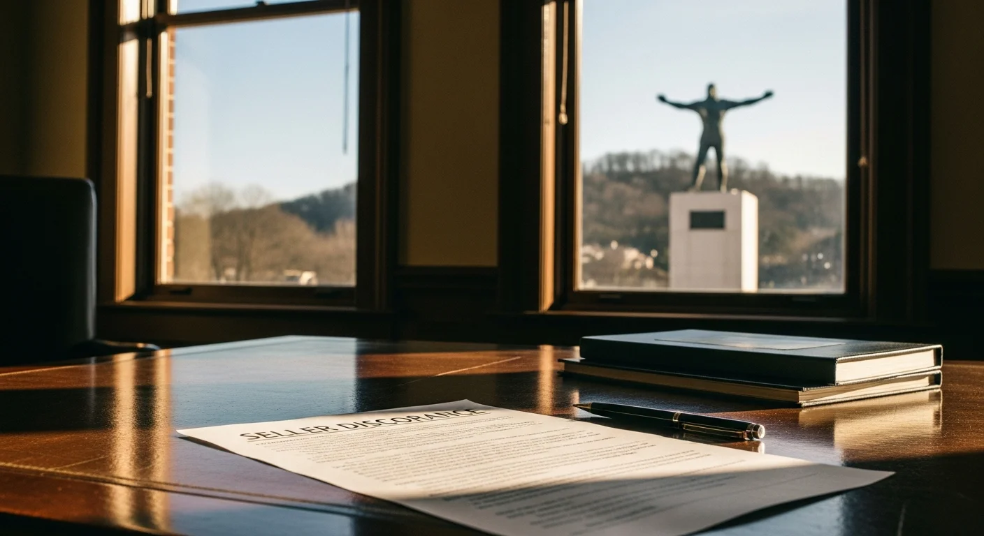 Alabama seller disclosure requirements 2026 compliance documents on a desk beside a red brick Colonial-style home