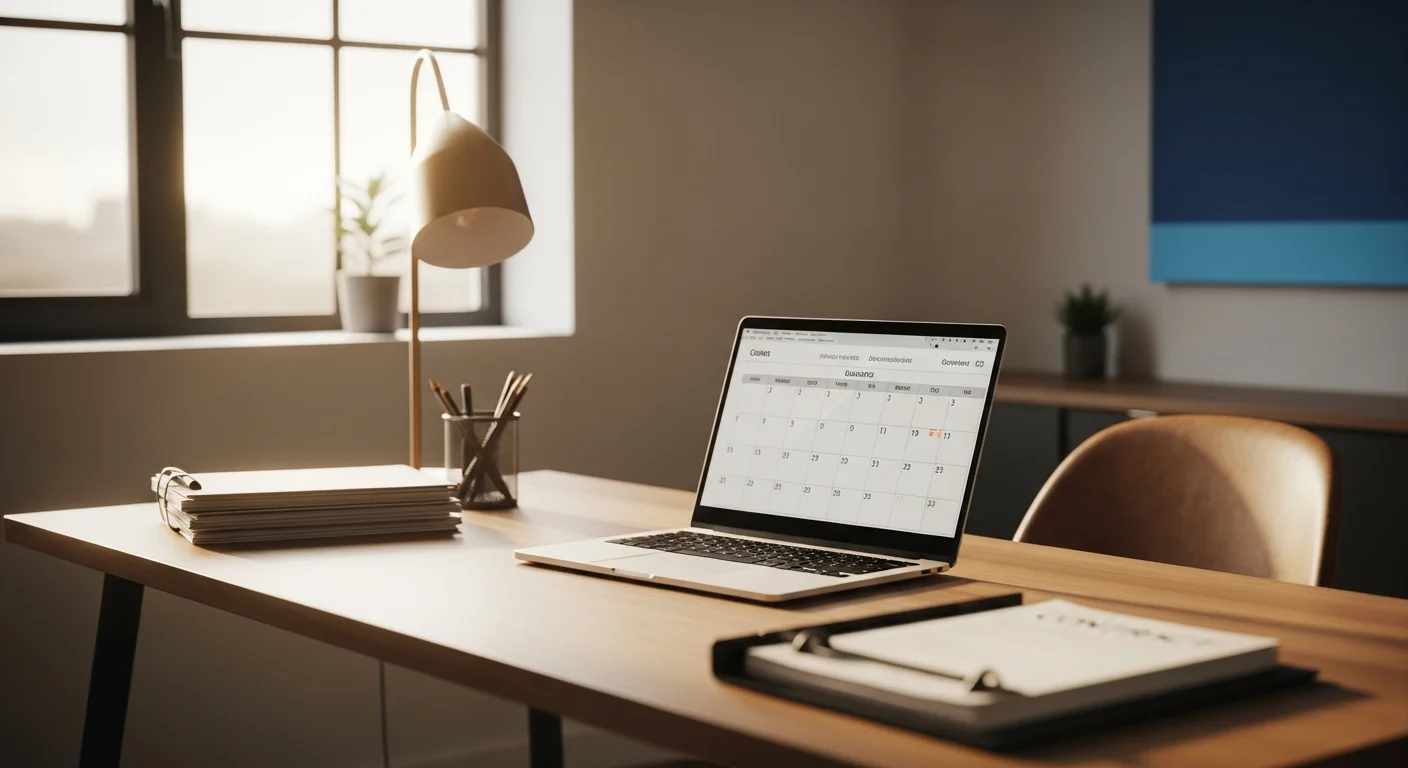Real estate agent at a desk with multiple transaction files, a laptop showing a closing timeline, and a phone with calendar reminders