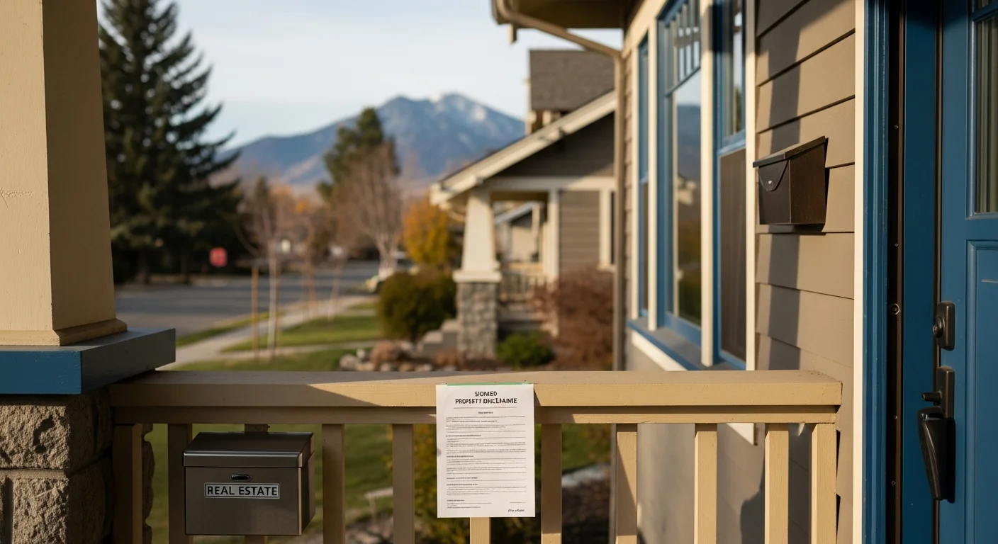 A residential property in Boise with disclosure documents overlaid, representing Idaho seller disclosure requirements 2026