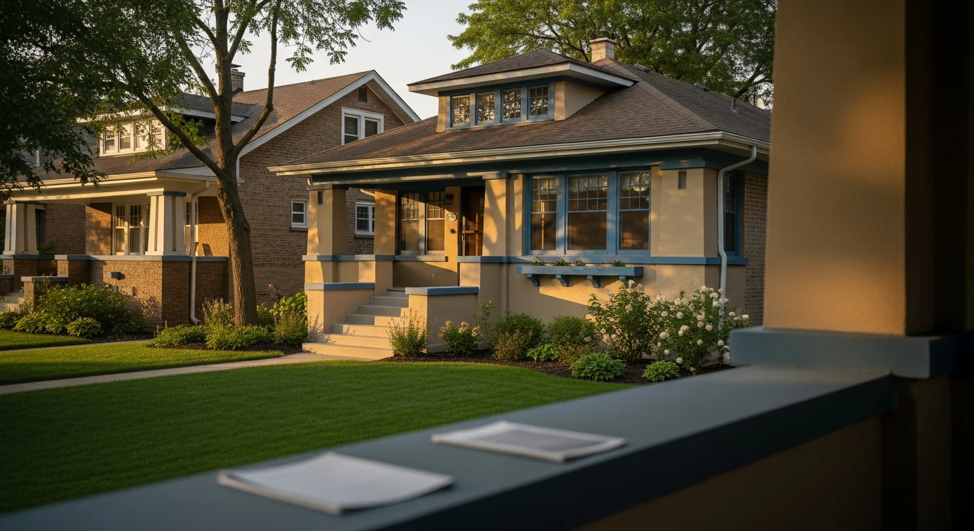 Real estate agent reviewing Illinois seller disclosure requirements 2026 paperwork at a desk with Illinois residential property documents