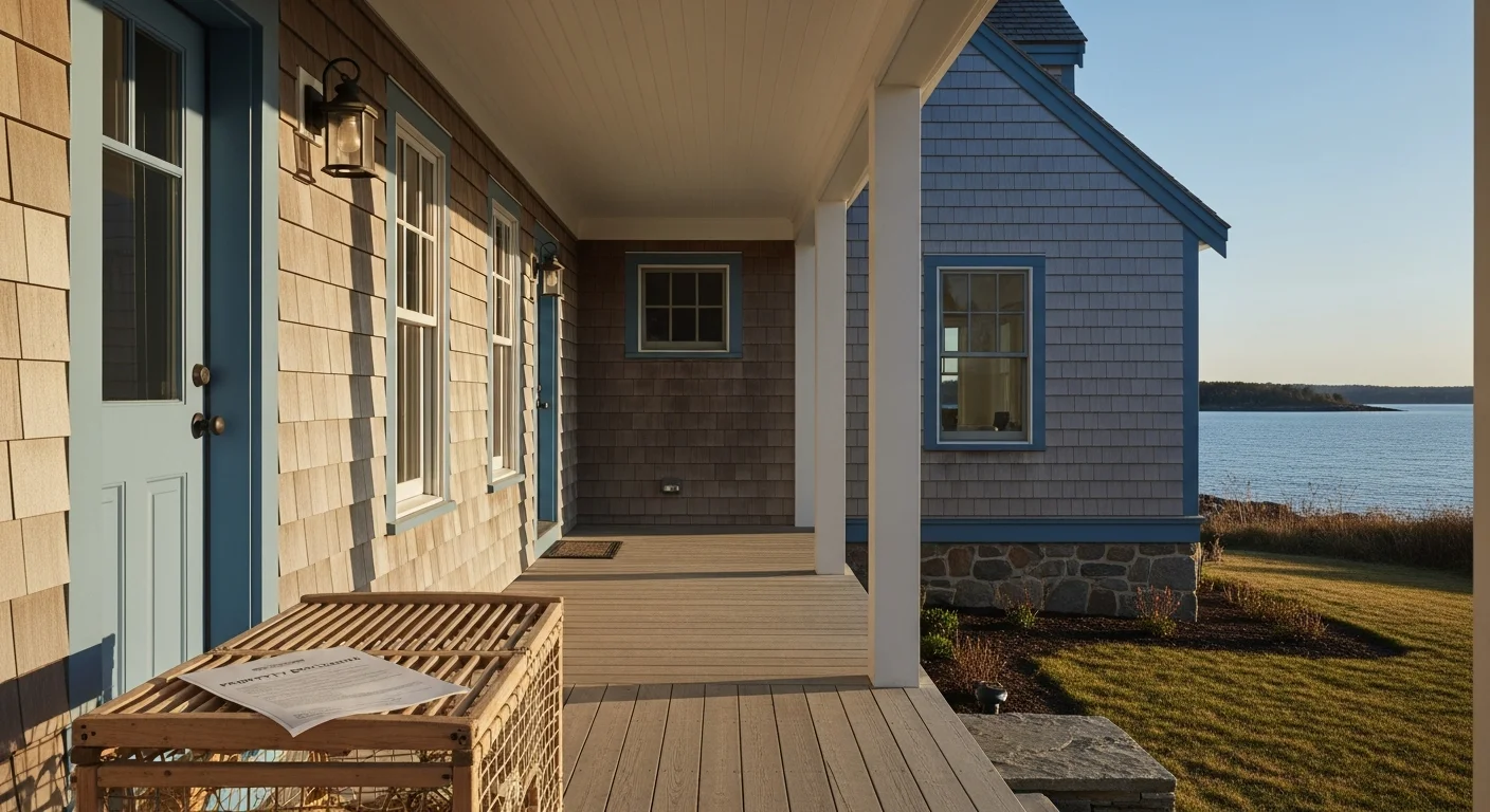 A coastal Maine farmhouse with weathered shingles representing Maine seller disclosure requirements 2026 compliance for agents