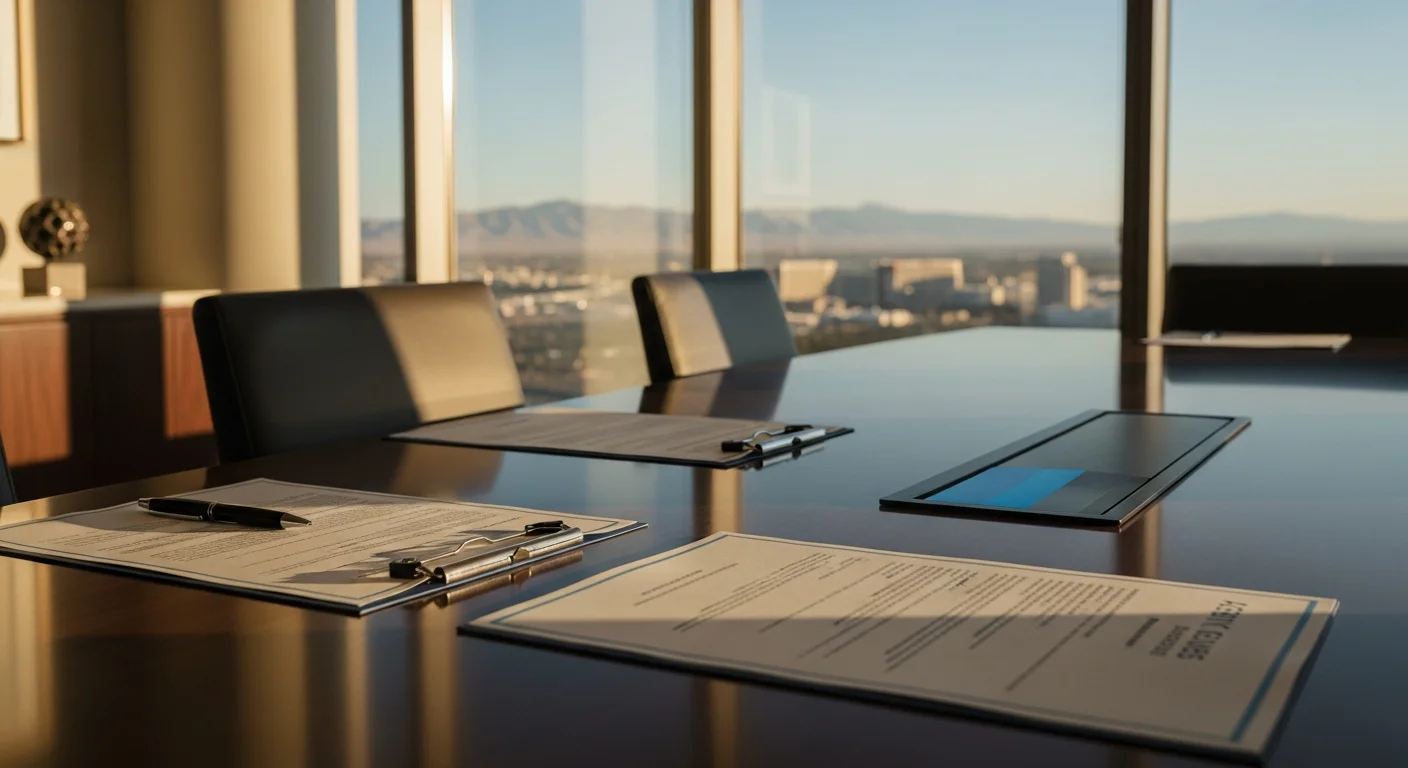 Real estate disclosure forms on a table with Nevada agency disclosure requirements 2026 in focus against a desert backdrop