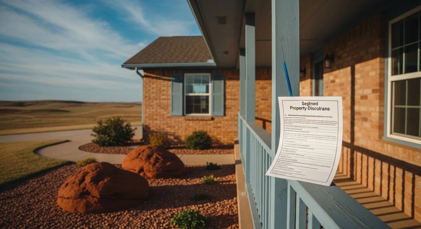 Oklahoma seller disclosure requirements 2026 documents on a kitchen counter inside a red-brick Oklahoma City bungalow