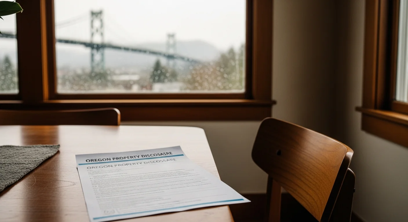 A listing agent reviews Oregon seller disclosure requirements 2026 paperwork in a Craftsman-style Portland bungalow