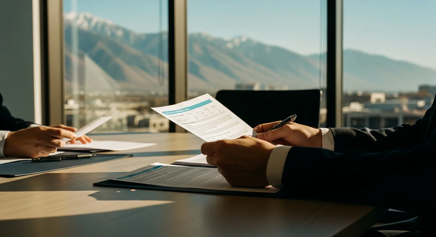 Real estate documents and disclosure forms spread across a desk with Utah agency disclosure requirements 2026 highlighted